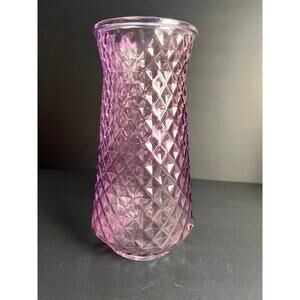 Vintage Paula DPS Pink Diamond Point Glass Vase - Mid Century